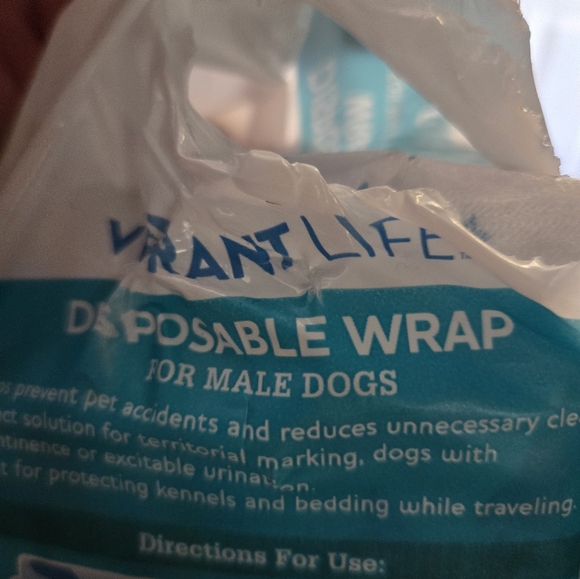 Vibrant Dog Disposable diaper wraps for small male dogs. Opened. - Picture 3 of 3
